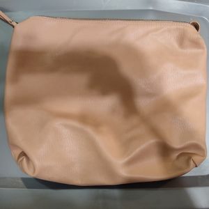 Madison West Tan Bag Travel Friendly Size Cosmetic/Toiletries Bag Leather EUC